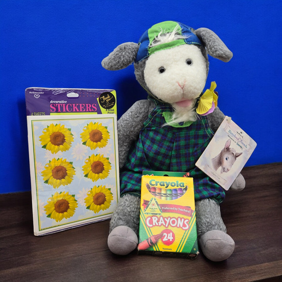 Vintage Stickers & 1997 Hallmark Gallagher Goat Plush Crayola Storybook Friends - Picture 15 of 15